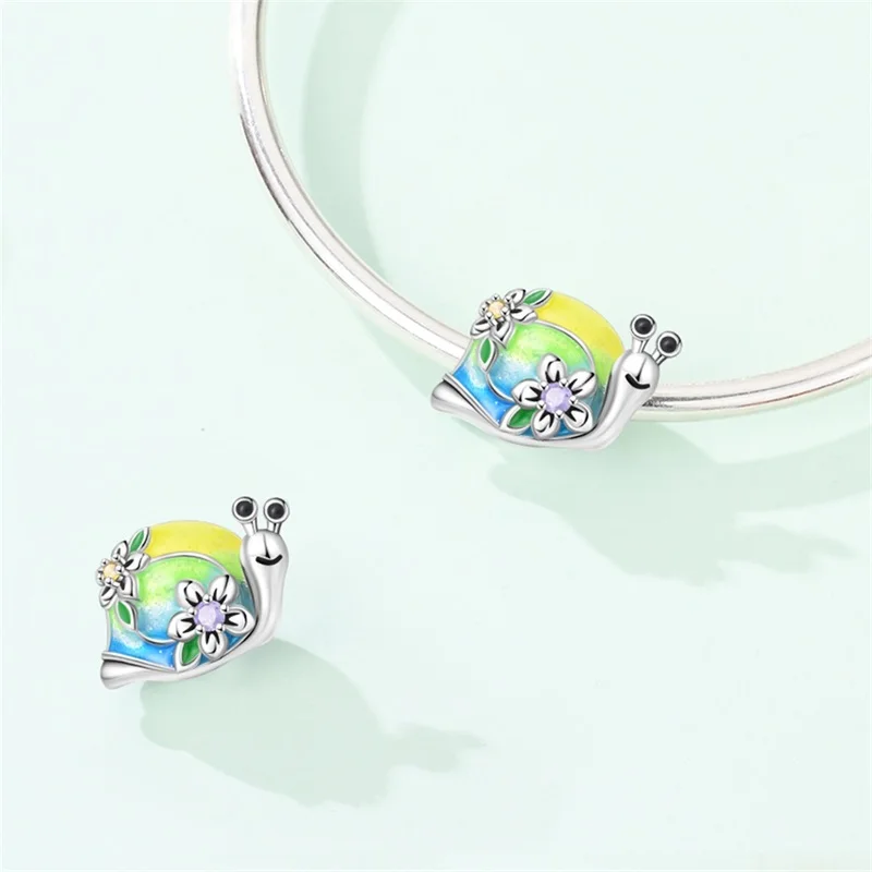 

925 Sterling Silver Luminous Elf Snail Charms Beads Sparkling CZ Zircon Dangle Fit Original Bracelet DIY For Women Jewelry Gifts