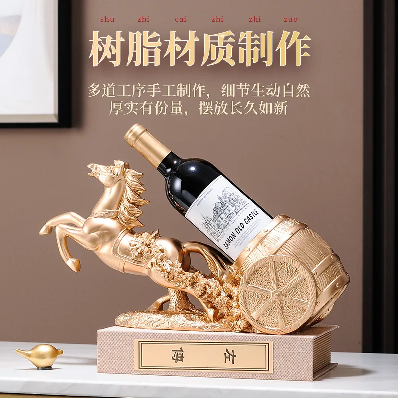 Resin Horse Wine Rack Figurines Interior Bottle Holder Storage Ornaments Home Living Room Tabletop Decorations