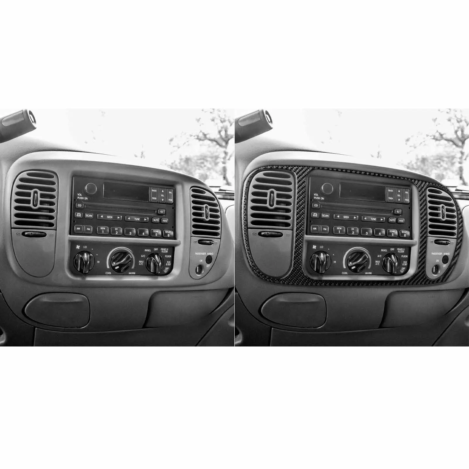 For Ford Raptor F-150 1997-2004 Car Center Console Radio Panel Frame Trim Real Soft Carbon Fiber Interior Accessories Stickers