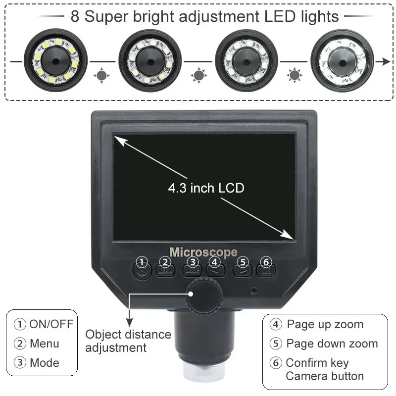 Microscope numérique portable USB, soudure vidéo LCD, inspection de réparation de téléphone PCB, 1600X sous X, 600X, 9 \