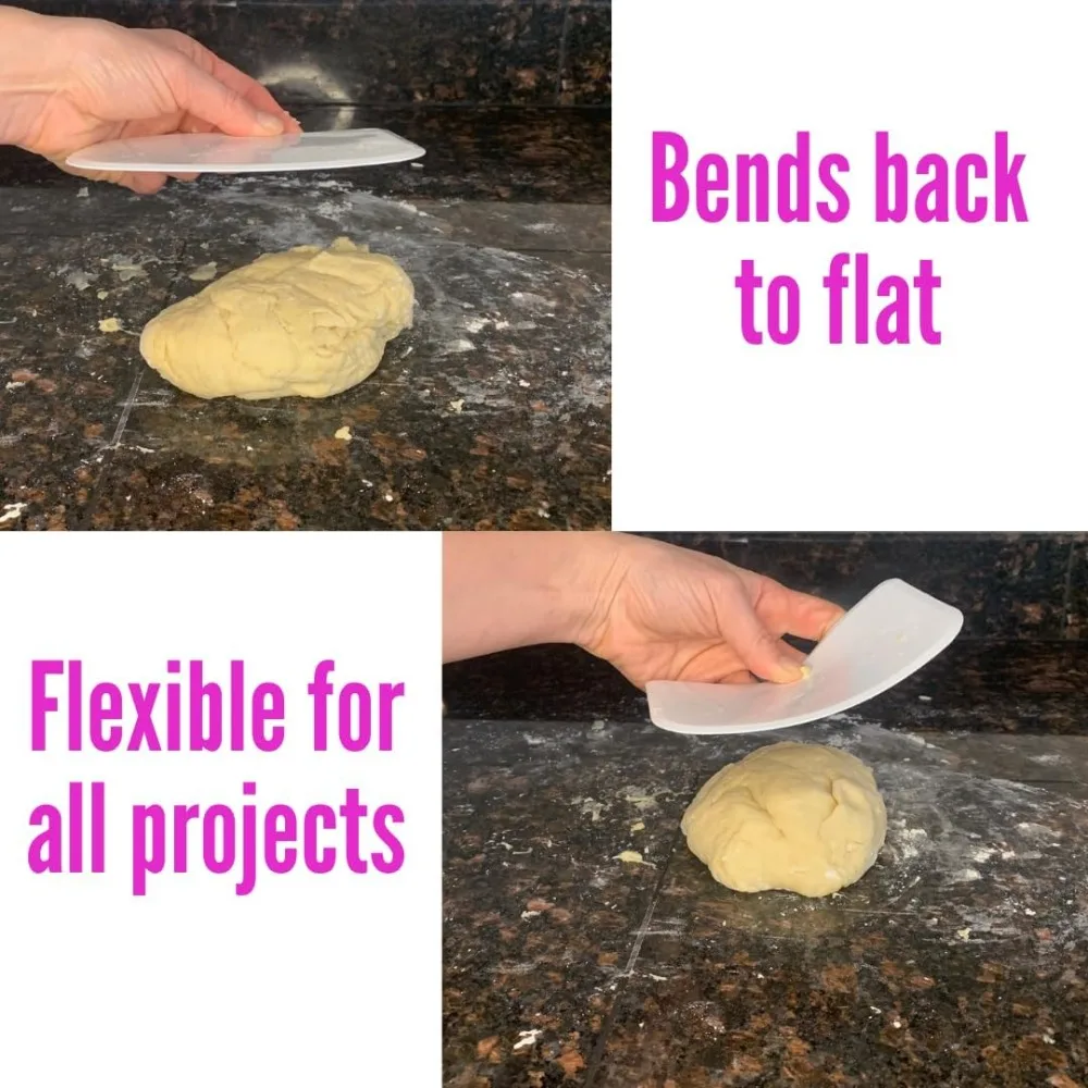 وعاء مكشطة العجين البلاستيكي المخمر، قاطع مرن آمن للطعام، مرن متعدد الأغراض، قبضة جيدة منحني، عبوة من قطعتين