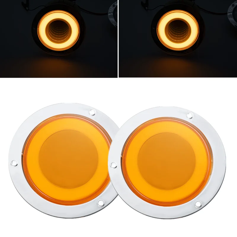 2PCS Round Tail Lights Truck Turn Signal Brake Stop Lamp LED Strobe Lights 12V 24V Trailor Reverse Taillight for Caravan Pickup