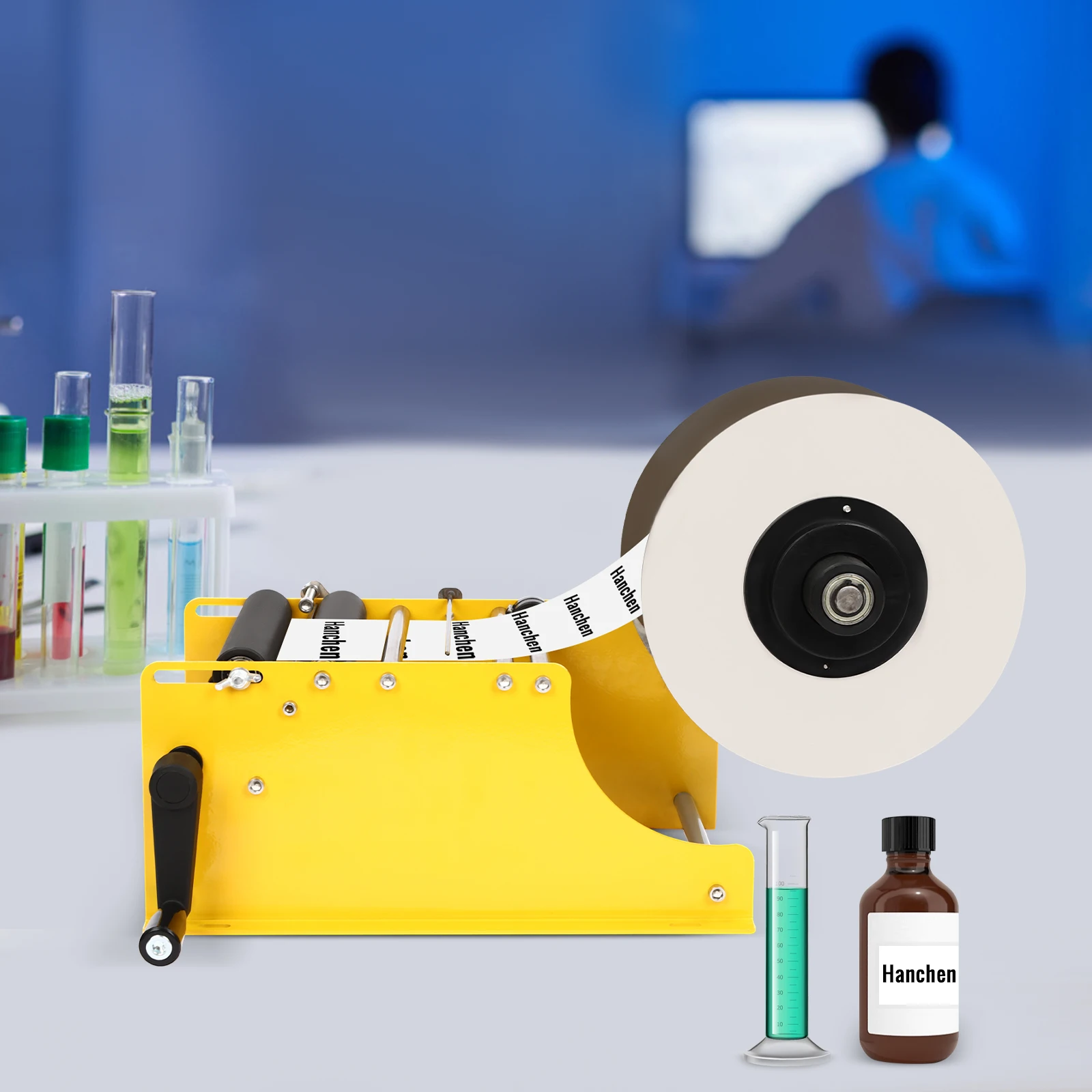 

Labeling Machine, Manual Bottle Labeling Machine with Rubber Handle, Labeling Machine for PET Bottles, Glass Bottles