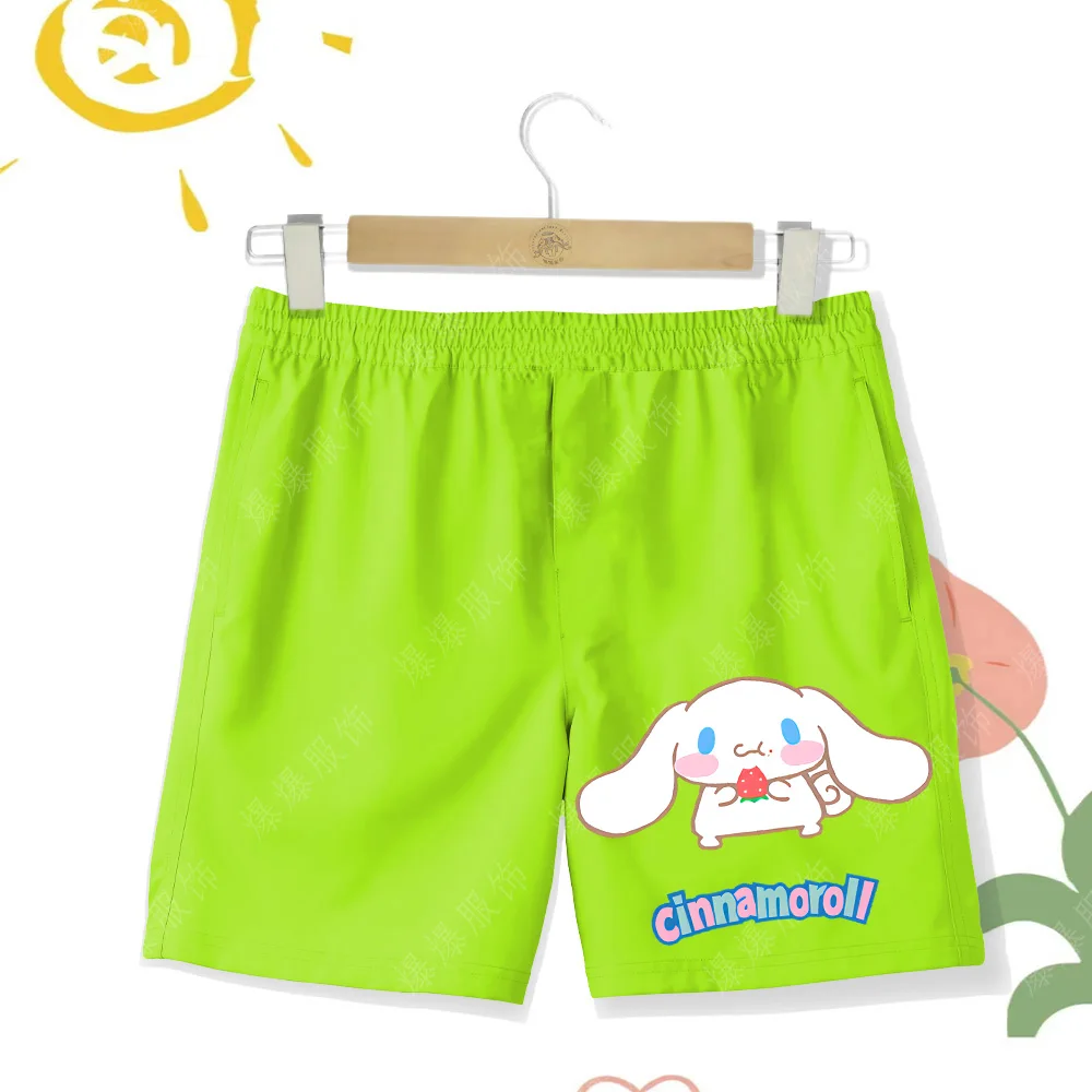 Sanrio Multi-color Printed Cinnamoroll Children's Refreshing Beach Shorts, Soft, Comfortable, Breathable elastic Swimming Trunks