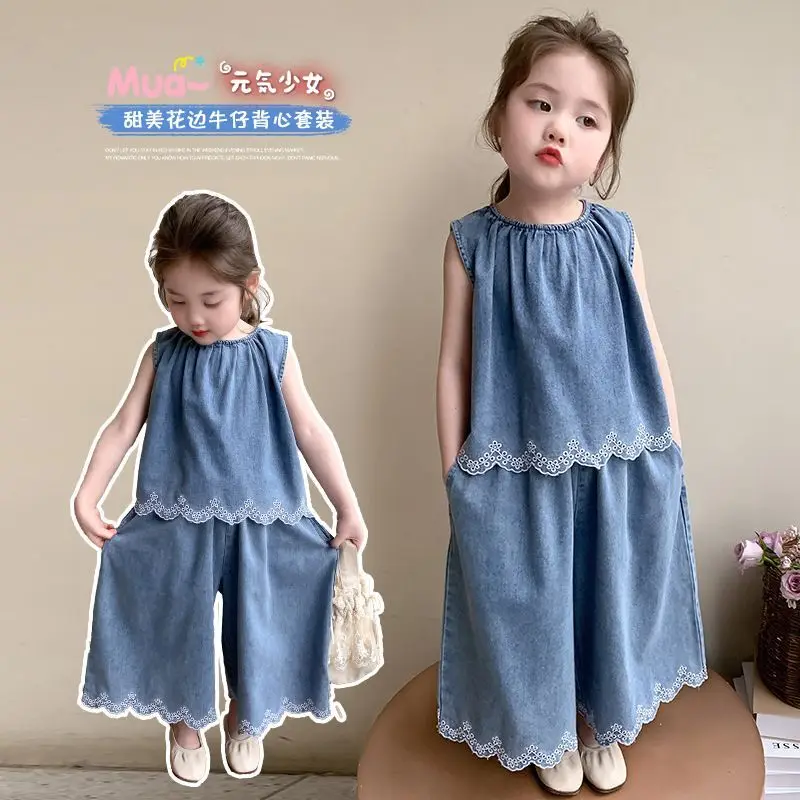 new fashion little girl stylish two-piece set for small and medium-sized children