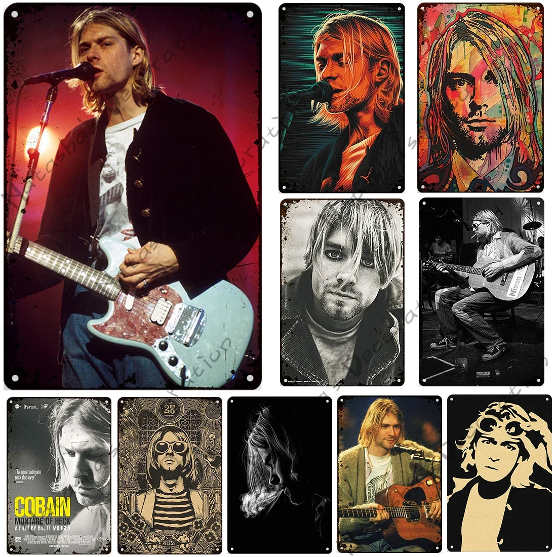 Musician Kurt Cobain Rusty Vintage Poster Singer Metal Tin Sign Home Bar Pub Club Metal Signs Poster Metal Plaque Wall Plate