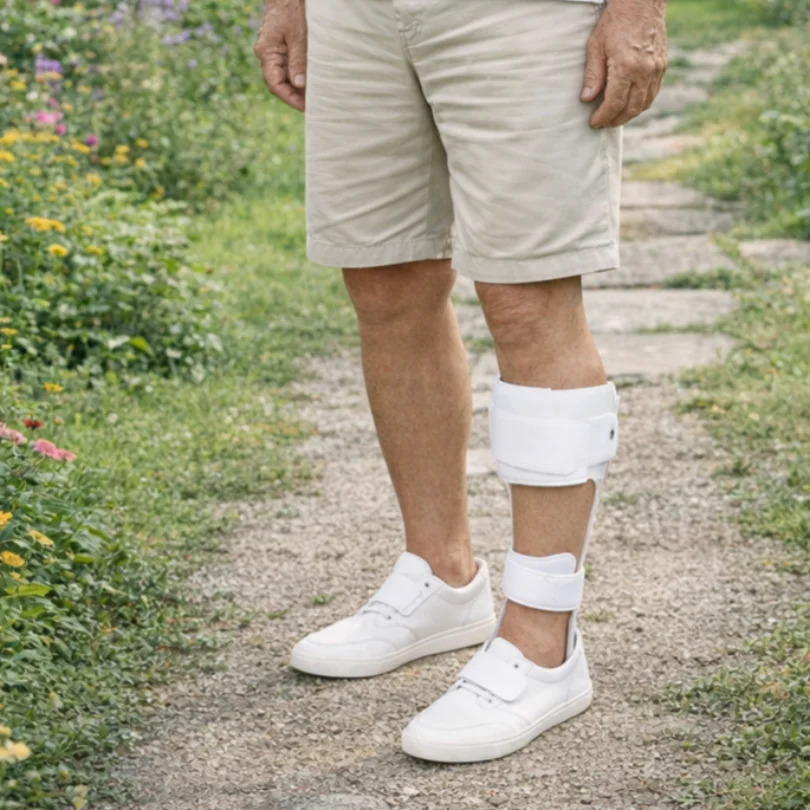 AFO Drop Foot Brace, Rigid Ankle Foot Orthosis Support for Walking with Shoes, Durable Lightweight Polyethylene Foot Drop Splint