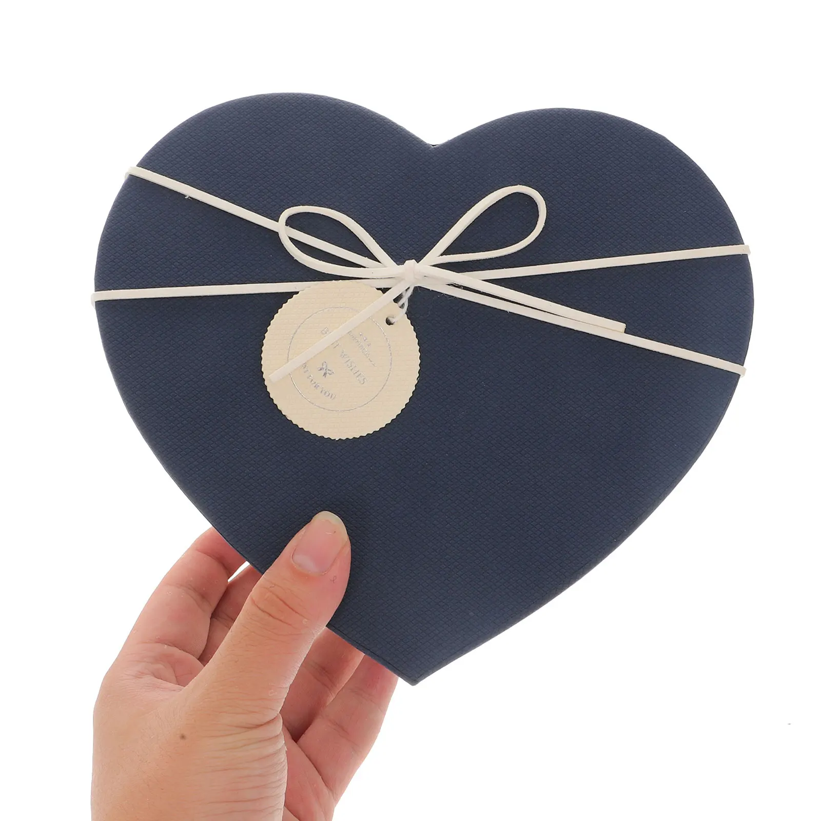 

1PC Exquisite Gift Box Bowknot Heart Shaped Valentine Day Birthday Present Packing Box - Size (Blue Bottom White Cover)