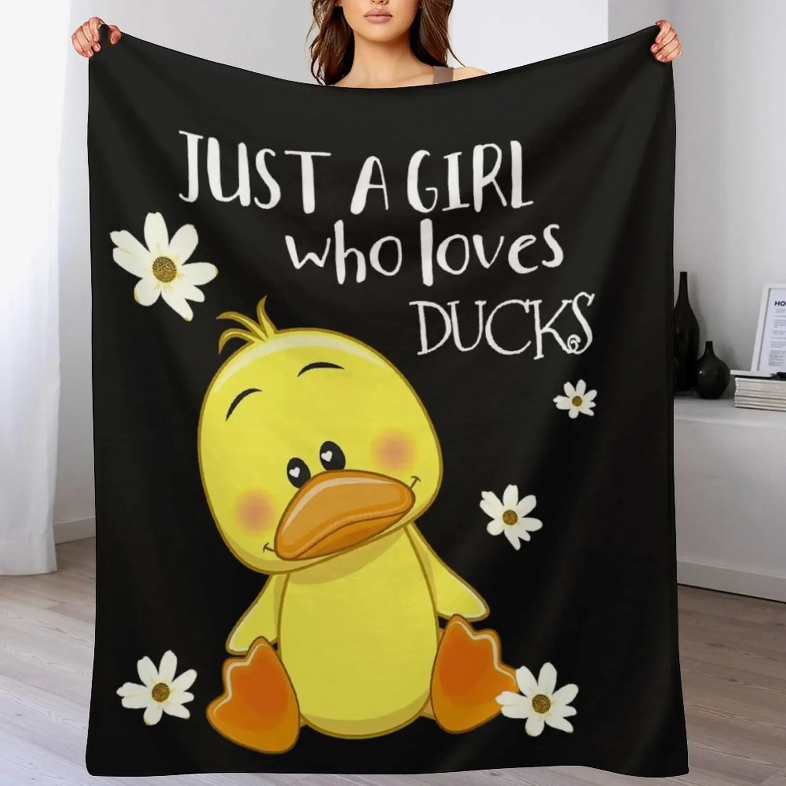 Just a Girl Who Loves Ducks - Cute Duck Lover Owner Throw Blanket Cozy Light Blanket for Travel Camping Picnic