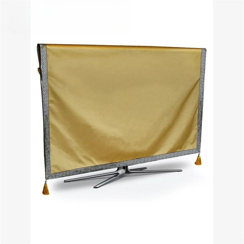 Solid Color Chinese Style Fabric TV Dust Towel, 55/60 Inch LCD Screen Cover, Multi-scene Universal Decor Cloth