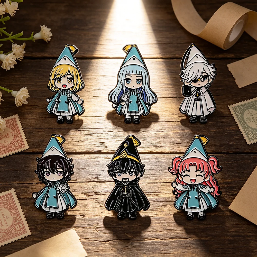 6-teiliges Hexenhut-Atelier-Emaille-Pin-Set, niedliche Chibi-Anime-Charakter-Broschen, Anstecknadeln für Rucksäcke und Kleidung, Deko-Schmuck
