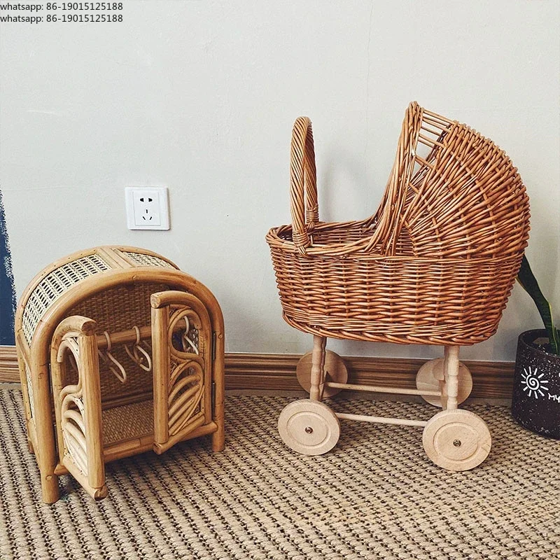 

Stroller Toy Studio Photo Props Baby Doll Carriage Children's Room Decoration Play House Cart Pretend Play Toy