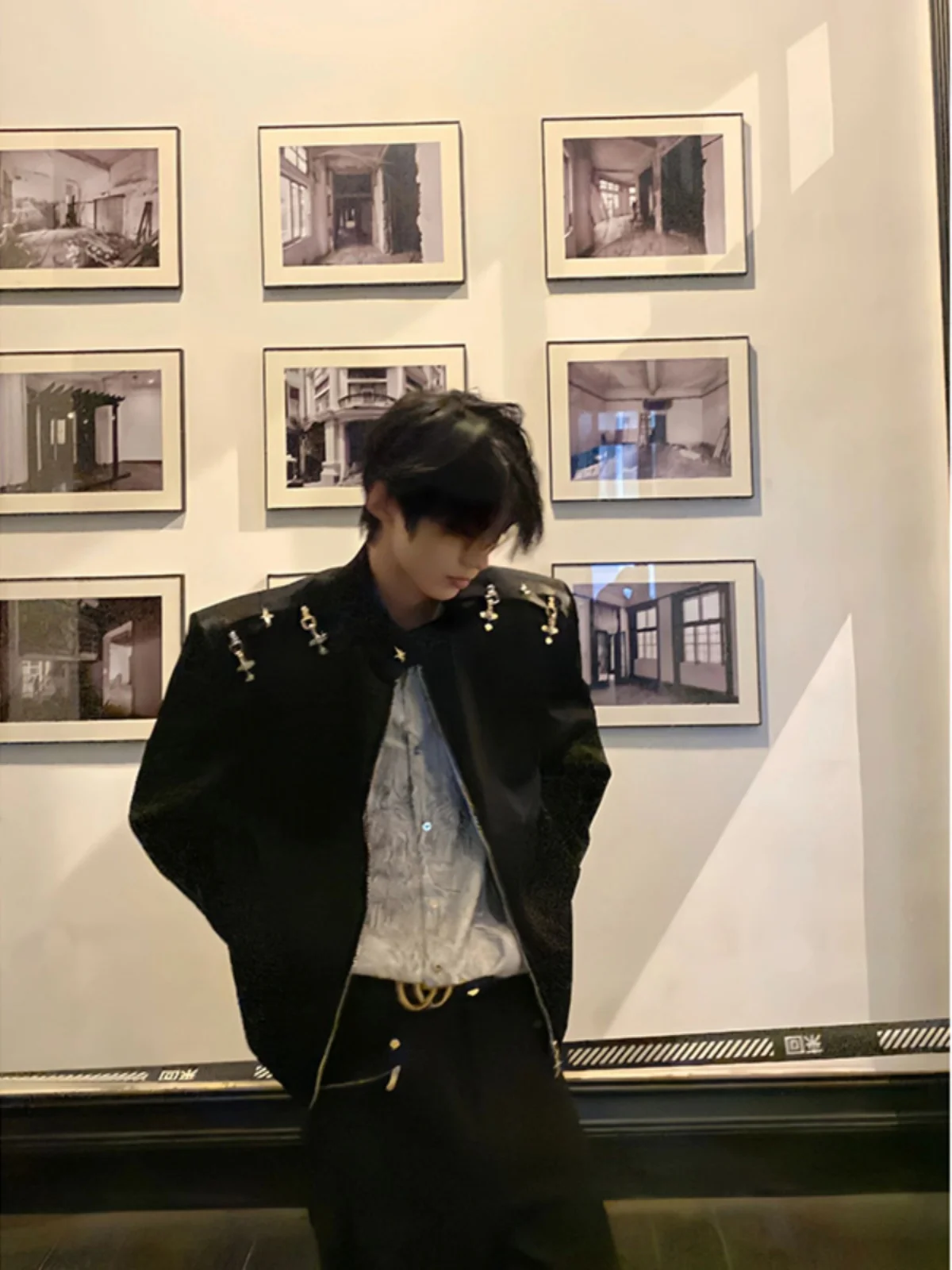 

Cleanfit ort Tailored Jaet Men's High-End Sle f High Collar Flight Jaet Korean Sle Windbreaker oulder Pads