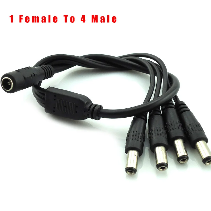 2.1*5.5Mm 1 perempuan ke 4 laki-laki kabel Plug Splitter suplai daya Dc pengawasan 12V untuk kamera Video Cctv D4