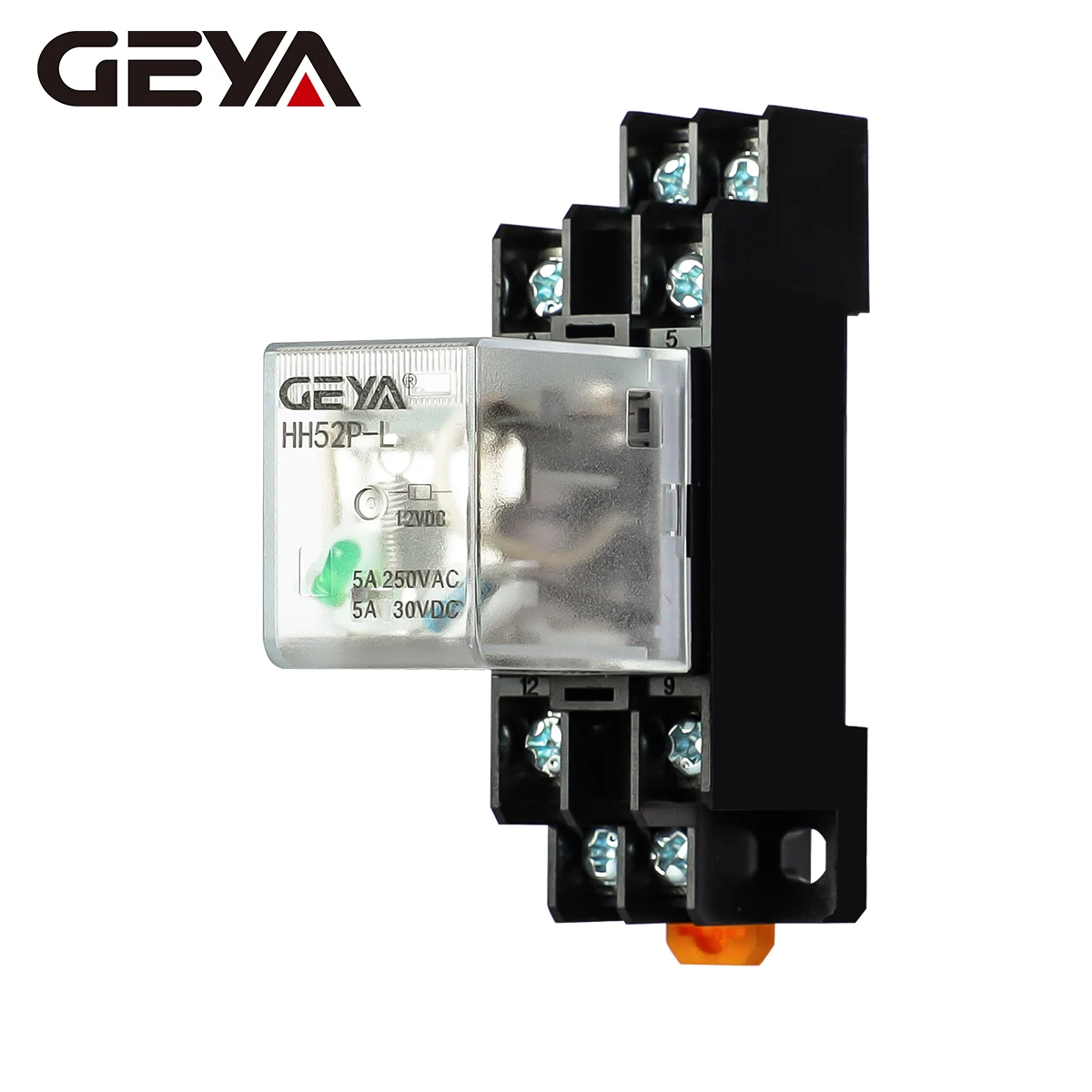 

GEYA DIN Rail Small Intermediate Electromagnetic Relay Pure Copper Coil Power Relay DC12V DC24V AC220V With Socket Base 4NO 4NC
