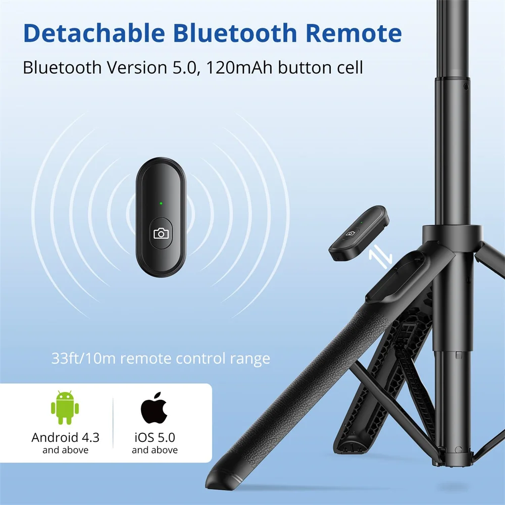 حامل ثلاثي القوائم عصا سيلفي مغناطيسية 2025 مع جهاز تحكم عن بعد لاسلكي 1.6 متر حامل هاتف قابل للتمديد لهاتف iPhone 16 15 14 13 12 11 Series Android