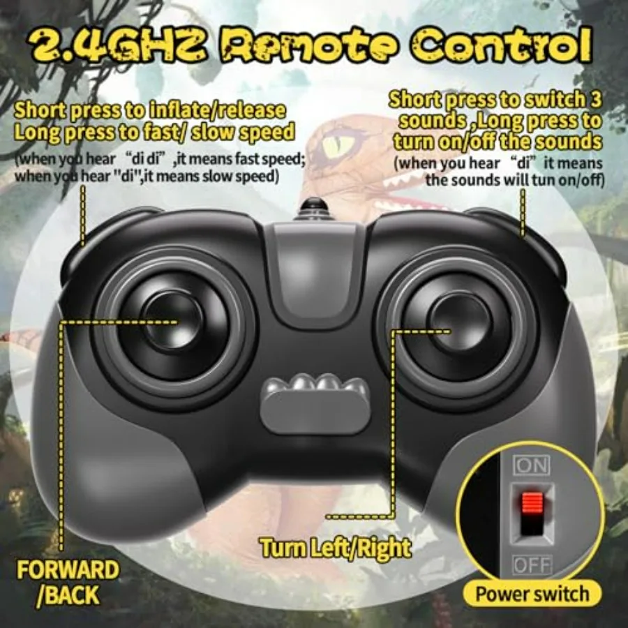 2.4GHZ Remote Control Inflatable Dinosaur Toy for,Electric Toy Dinosaur with Sound and 360°Rotation, Walking Rechargeable Outdo view 6