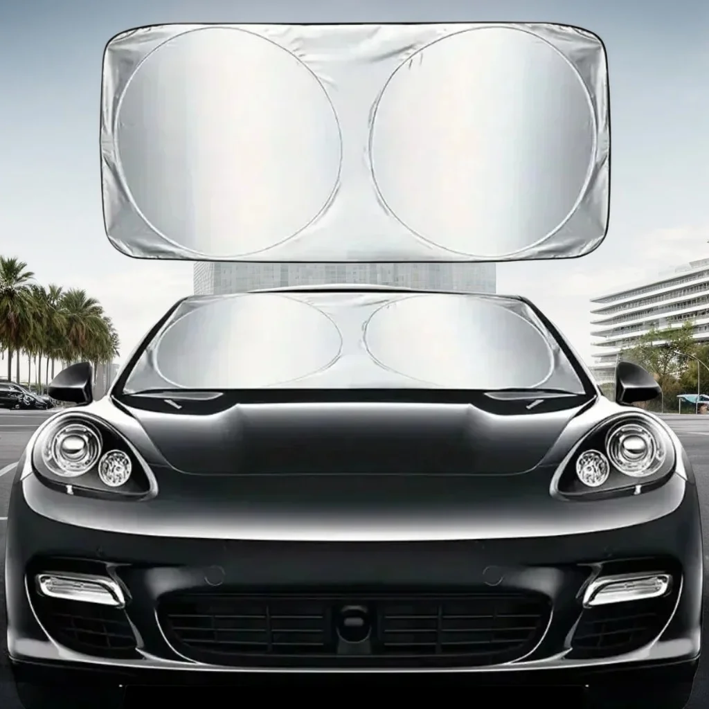 غطاء مظلة نافذة السيارة - قناع حماية قابل للطي من الأشعة فوق البنفسجية للزجاج الأمامي (ملحق تلقائي) (أنيق) (متين) (فعال)