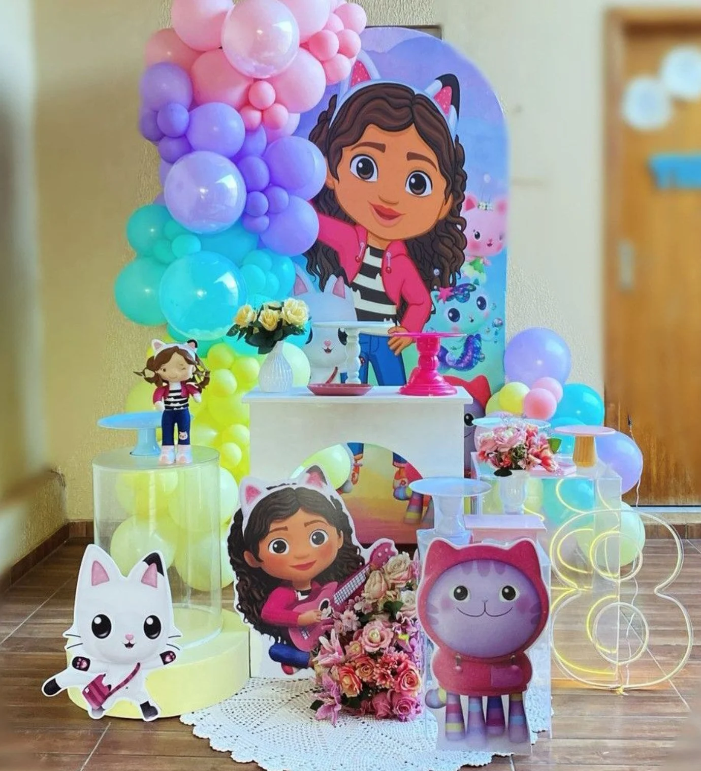 غابي دمية KT مجلس القواطع الحيوانية الورق المقوى لطيف الطفل حفلة عيد ميلاد خلفية زينة الوقوف صور الدعائم