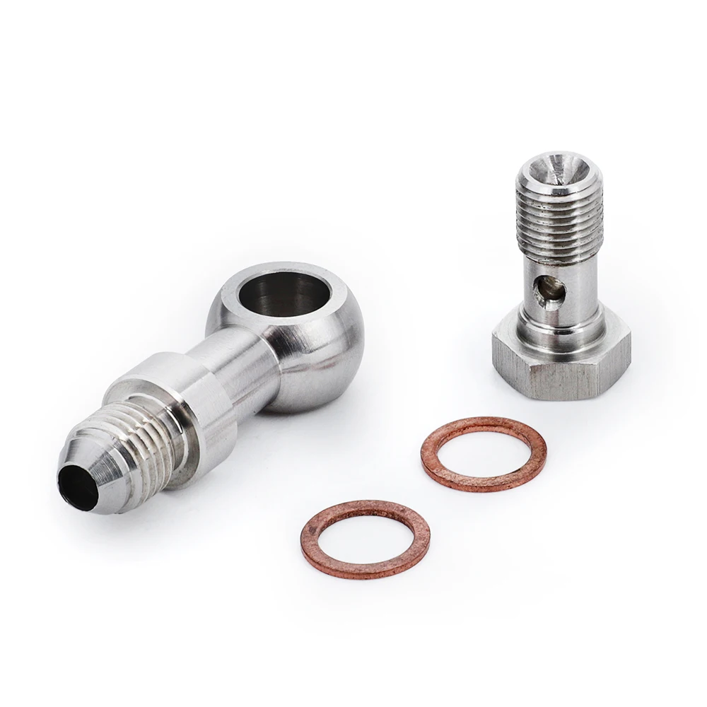 Racing Banjo Bolt Kit M10x1.0 to 4AN Turbo Oil Feed 1.5mm Restrictor For Mitsubishi TD025 TD025L