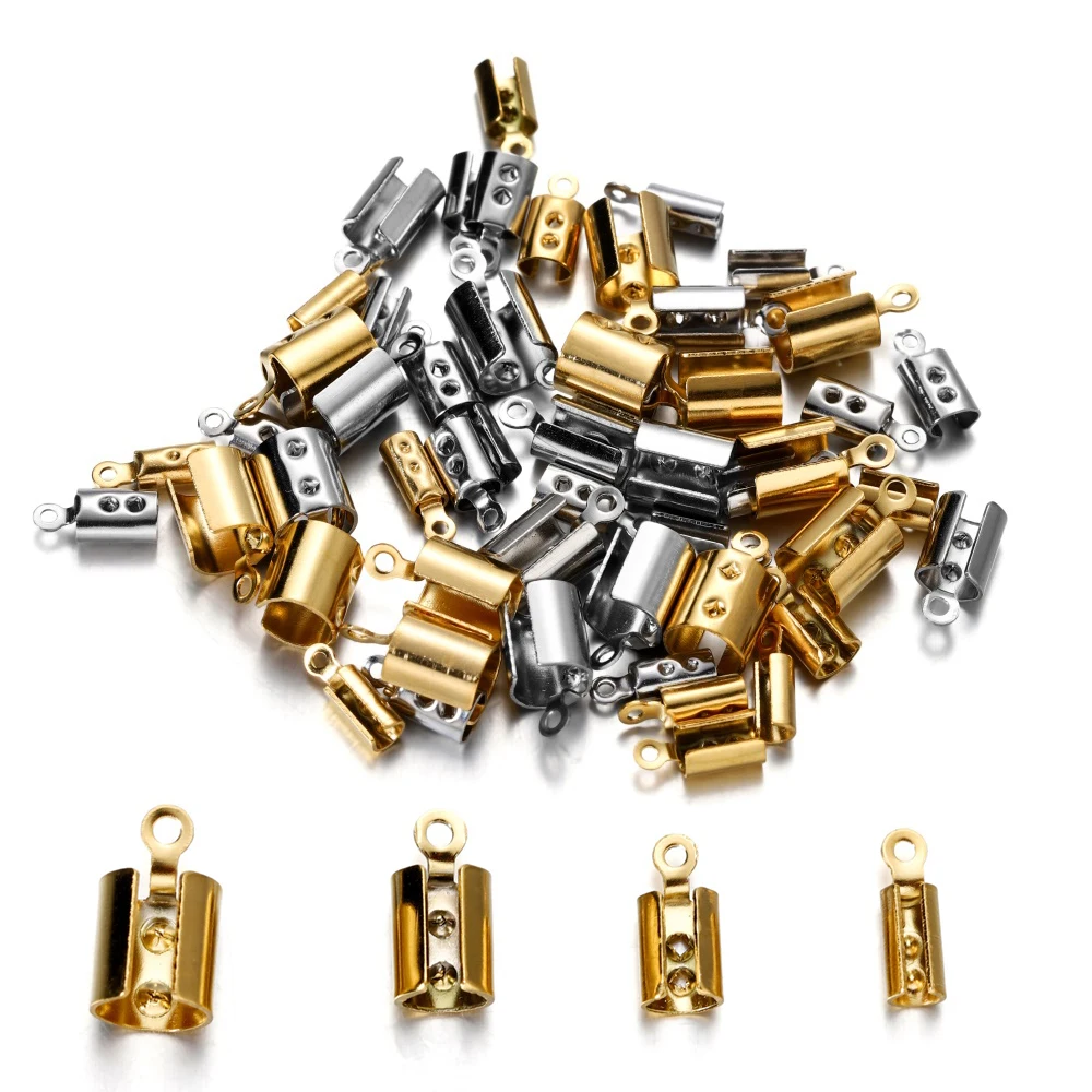 30/50 sztuk lina ze stali nierdzewnej łańcuszek przewód zaciskany koralik zaślepki garnitur Fit 1/2/3/4/5mm tworzenia biżuterii DIY bransoletka naszyjnik złącze