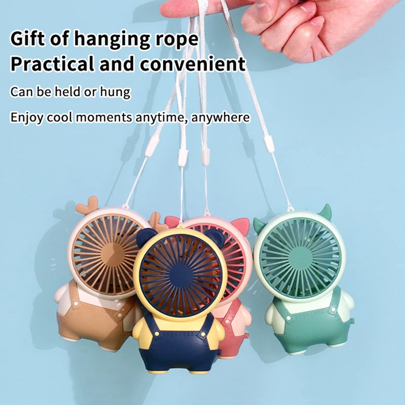 新しい漫画ハンドヘルド三速ミニ USB 充電式小型ファンデスクトップ夏の寮オフィス屋外ポータブルに適しています