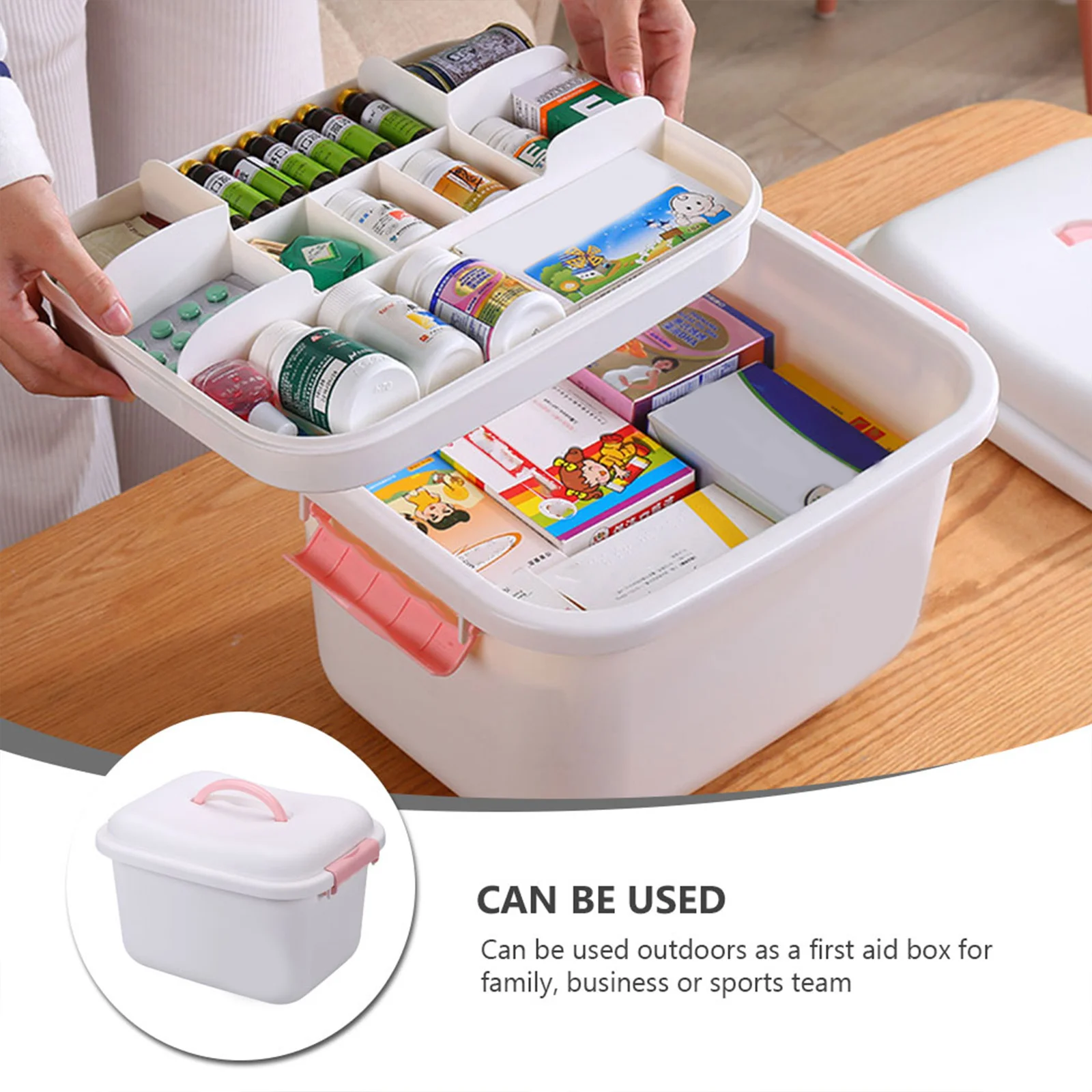 1Pcs Household Medicine Cabinet White Plastic Multilayer First Aid Box Portable Medicine Storage Organizer First Aid Storage