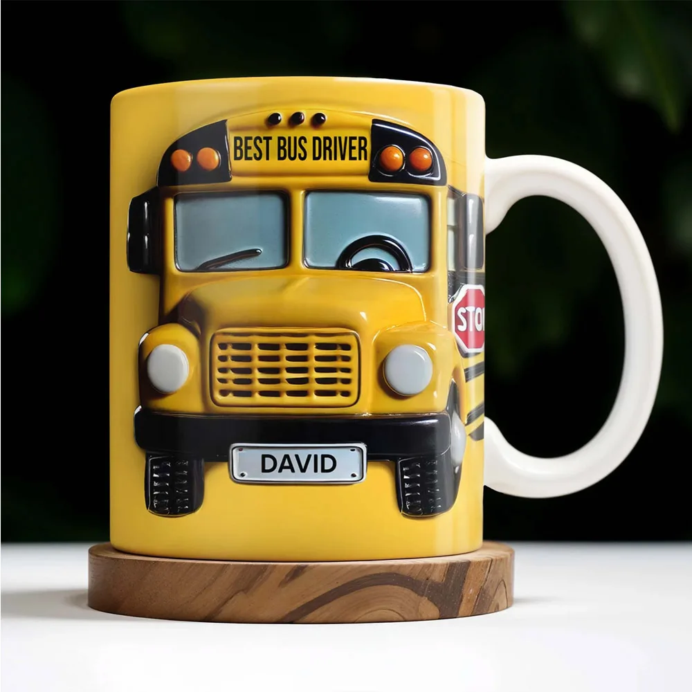 Personalized Name Engraving Bus Driver Gift coffee mug  Customized Monogrammed Beverage Holder for Transit Professionals