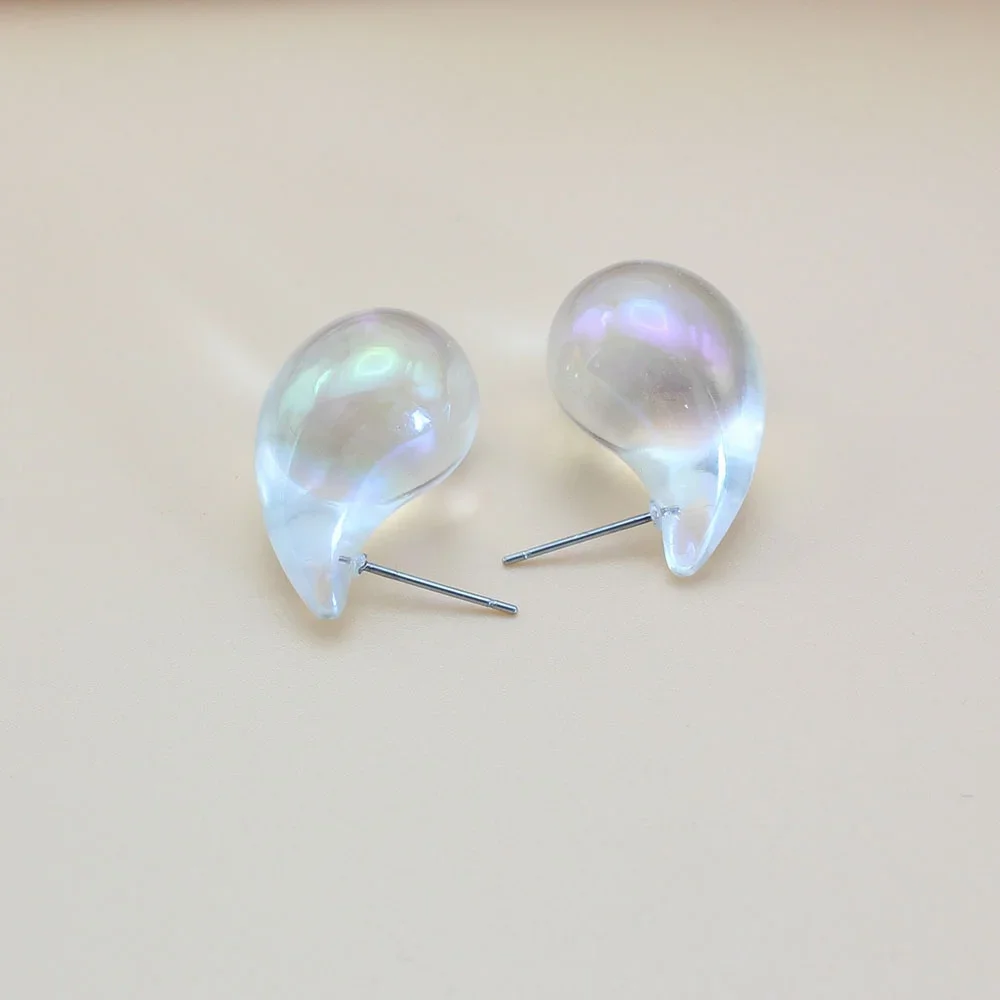 Waterdrop akryl UV AB olśniewający iluzoryczny kolor przezroczyste gładkie kolczyki sztyfty dla kobiet Punk geometria Party biżuteria prezent — zdjęcie 6