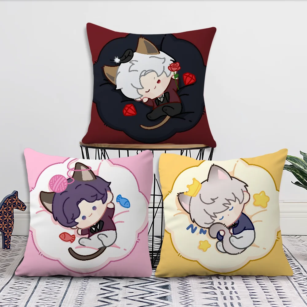 Cute Love and Deepspace Sylus Chibi Art Cushion Cover Soft Pillow Case for Sofa Living Room Home Office Decor Protective Covers