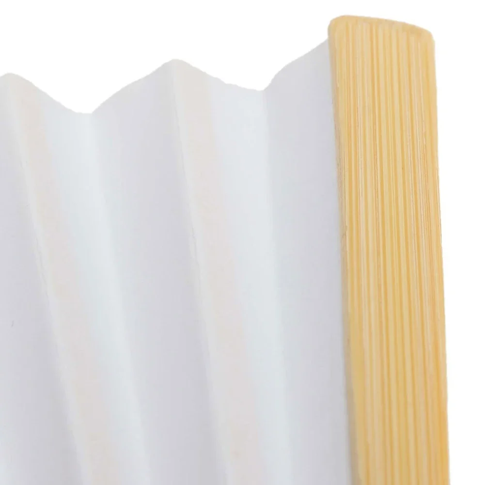 50-1PCS Blank White DIY Paper Bamboo Folding Fan for Hand Practice Calligraphy Painting Drawing Wedding Party Gift Ornament New