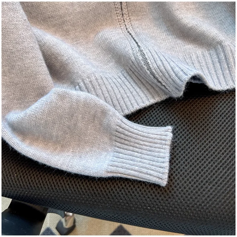 2025년 가을 겨울 여성용 신상 스플라이스 라운드넥 지퍼 패션 단색 다용도 캐주얼 니트 스웨터 탑