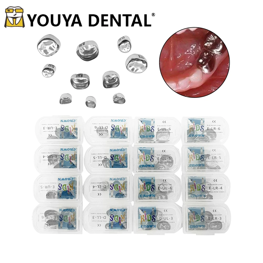 

5pcs/box Dental Crown Kids Primary Molar Refill Stainless Steel for Lower Left/Right 1st/2nd Crowns Molar Teeth