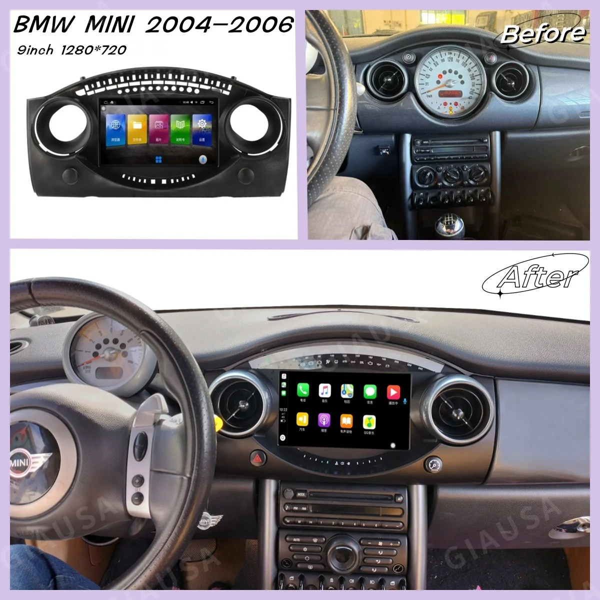 For BMW Mini Cooper R50 R52 R53 2004 - 2006 Android Car Radio Multimedia Video Player Wireless Carplay Autoradio Stereo GPS Navi