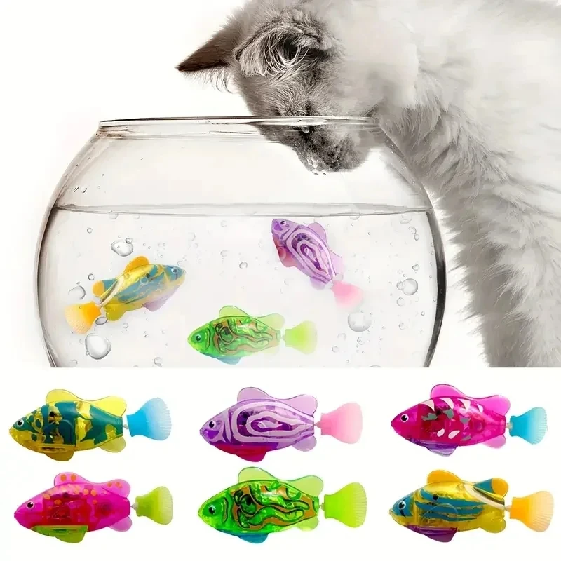 Giocattoli luminosi per bambini Giocattolo elettronico per animali domestici con bagliore attivato per pesci da nuoto per bambini e gatti, giocattolo interattivo per bagno/piscina, regalo per baby shower
