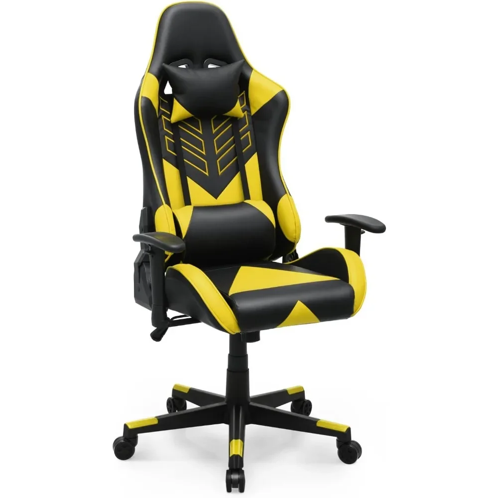 

Ergonomic Racing Style Gaming Chair, Adjustable-Height Reclining High Back Computer Chair with Headrest and Lumbar Support