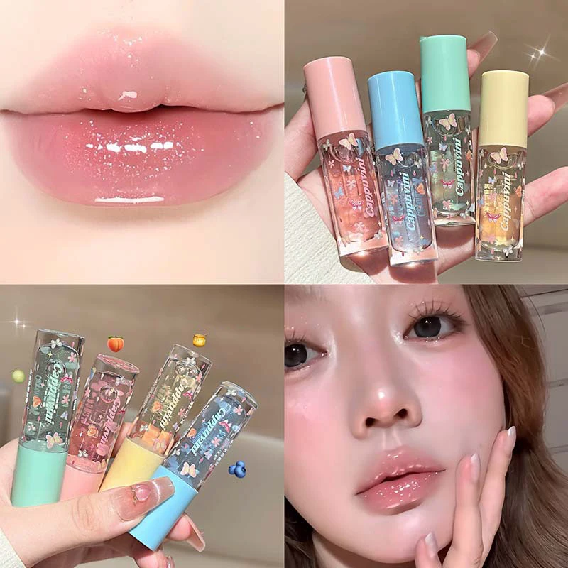 Lucidalabbra Idratante Cappuvini, Gloss Effetto Specchio, Gelatinoso e Brillante, Trasparente e Volumizzante per il Trucco