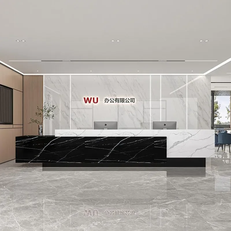 for Simple Marble Slate Company Front Desk Hotel Reception Desk Clubhouse Bar Gym Coffee Shop Checkout Counter