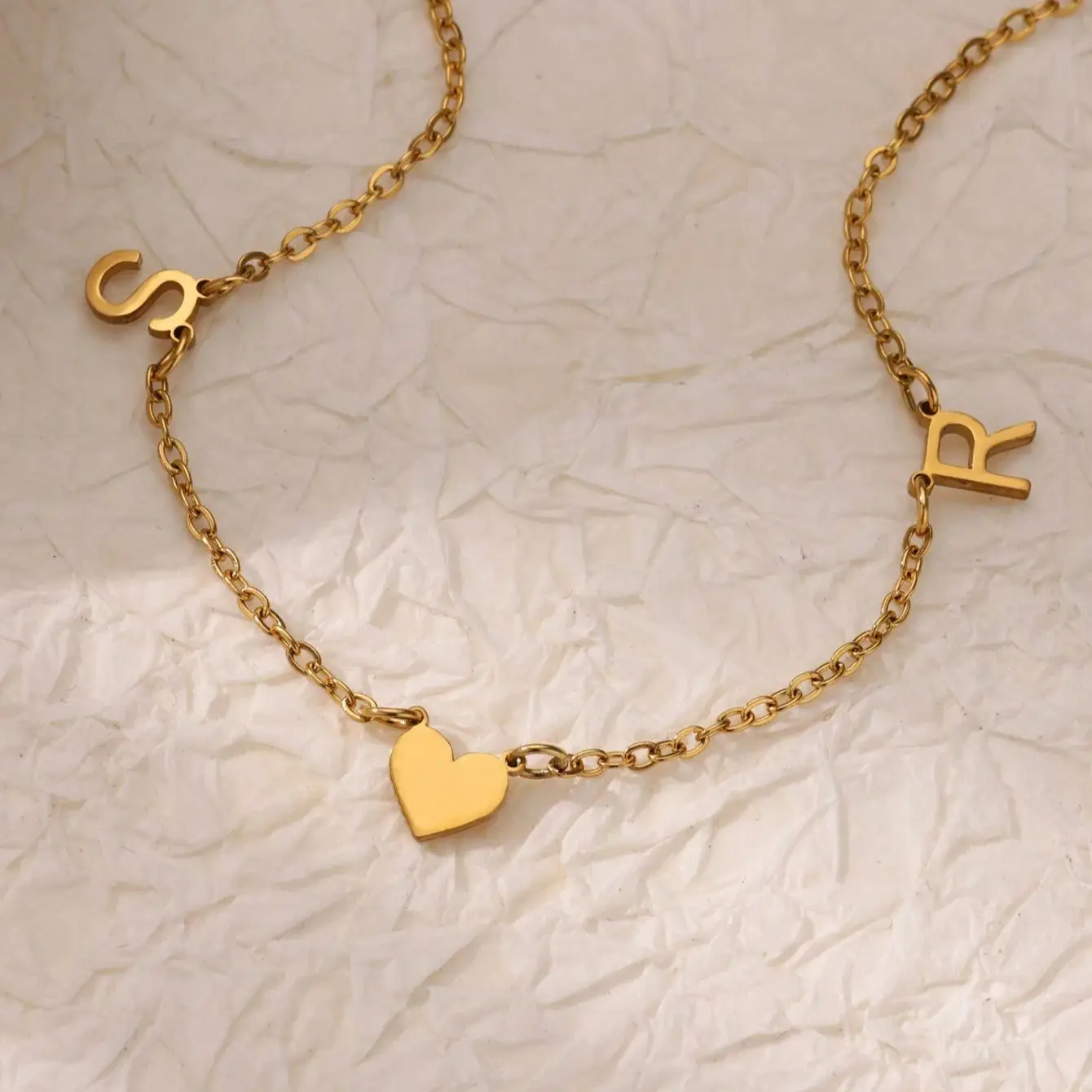 Custom Initial Necklace Personalized Initial Necklace with HeartStainless Steel Initial with Heart Necklace Jewelry Gift for Mom