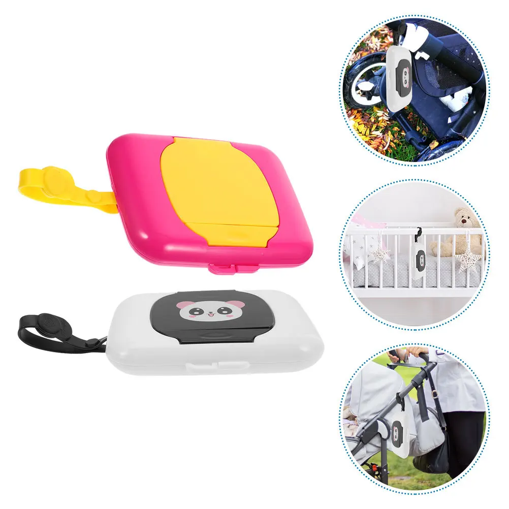 Dispenser compatto di salviette per bambini da 2 pezzi, leggero e durevole, porta fazzoletti da viaggio per esterni, scatola portatile, porta salviette per bambini