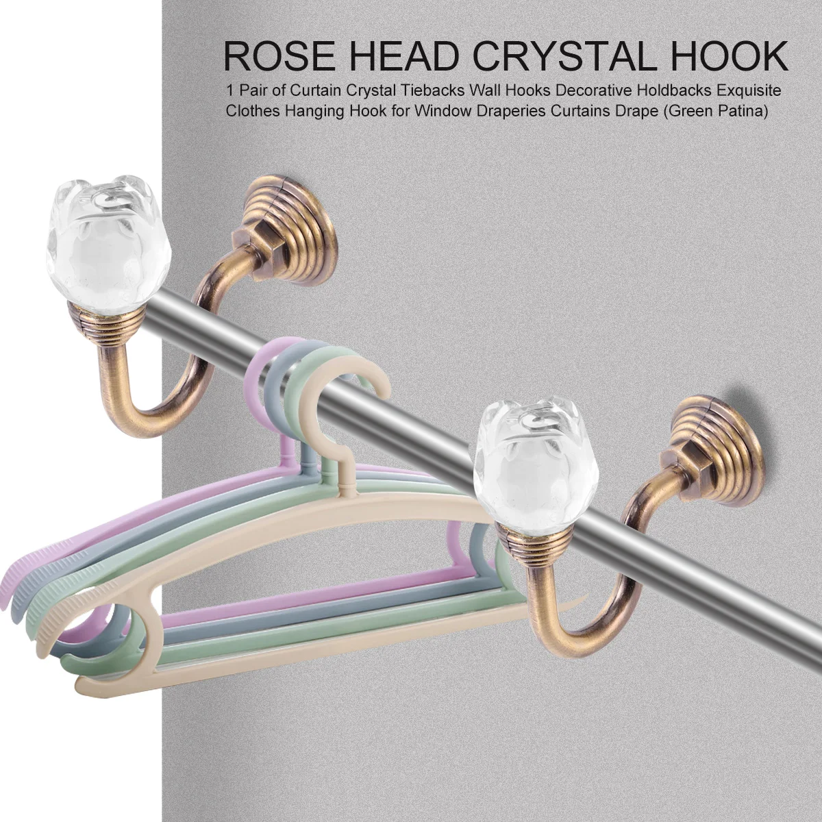 

Crystal Hooks Aluminum Alloy Curtain Tiebacks Wall Hangers Household U Hooks for Bedroom Living Room Elegant Retro Style