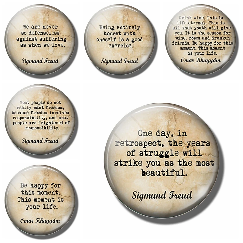 One Day In Retrospect 30 MM Fridge Magnet Sigmund Freud Quotes Glass Dome Magnetic Refrigerator Stickers Note Holder Home Decor