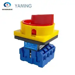 Isolator Switch On-off 2 Position 4P 25A Manual Transfer Rotary Padlock Red/yellow Cam Changeover Selector Manufacturer YMD11-25