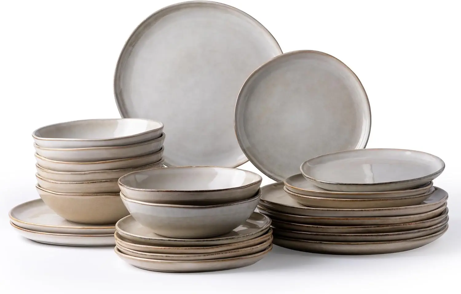 Ceramic Dinnerware Sets,Handmade Reactive Glaze Plates and Bowls Set,Highly Chip and Crack Resistant | Dishwasher & Microwave Sa