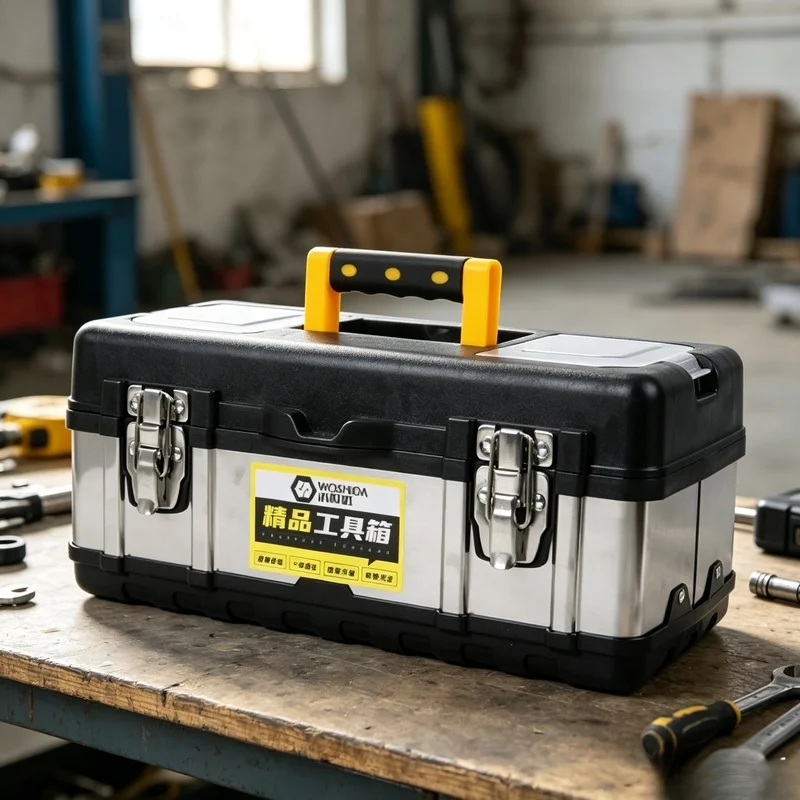 1Pc Portable Double‑Layer Tool Storage Box, Multi‑Function Thickened Anti‑Drop Household Hardware Organizer
