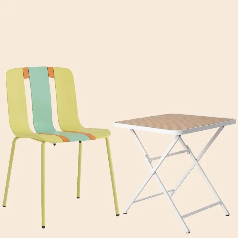 

Комплект из 4 современных полосатых стульев с цветными блоками — сиденье из полипропилена для внутреннего и наружного использования с металлическими ножками желтого, оранжевого, зеленого цвета + современные складные стулья