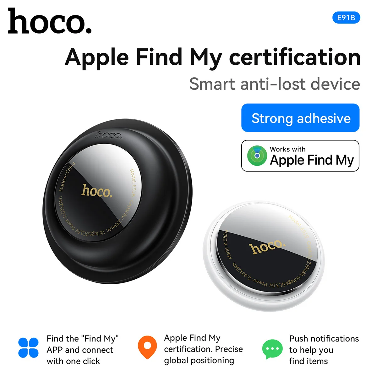 

HOCO E91B For IOS System Smart Tracker, Keys Finder Bag Anti-Lost Device Security Locator Smart Tag Phone For Apple Find My