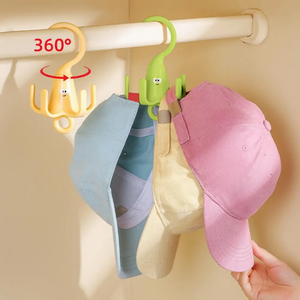 Hat And Bag Hook Swivel Hook 360-Degree Rotating Multi-Claw Hanging Organizer Stacking Design Hats Bags Belts Hanger Home Decor