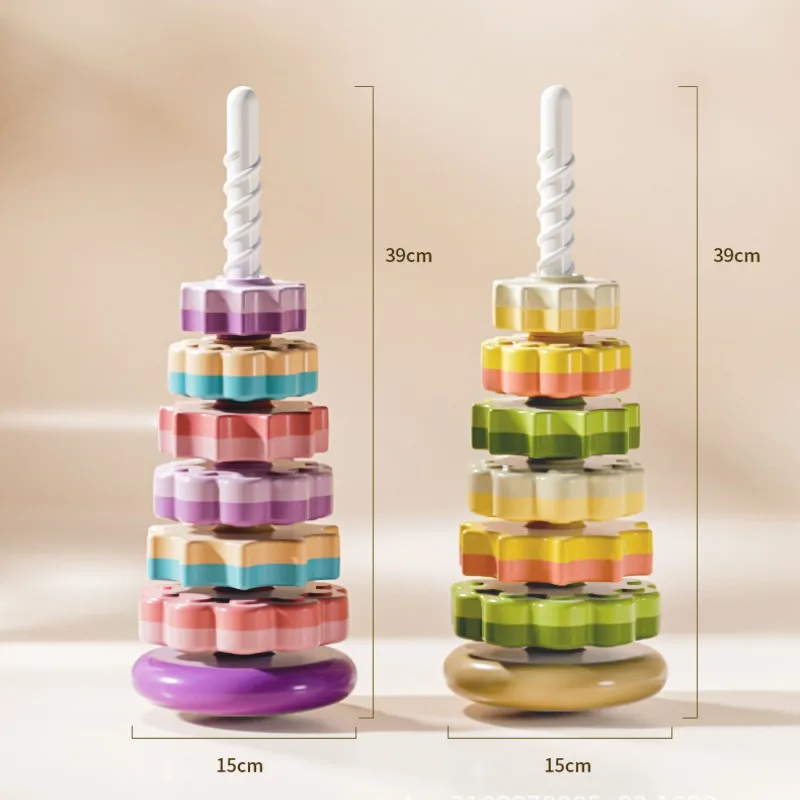 Kleinkind rotierenden Regenbogen turm Baby stapeln Puzzle Spielzeug Kinder Montessori bunte Zahnräder Ringe Kinder frühes Lernspiel zeug