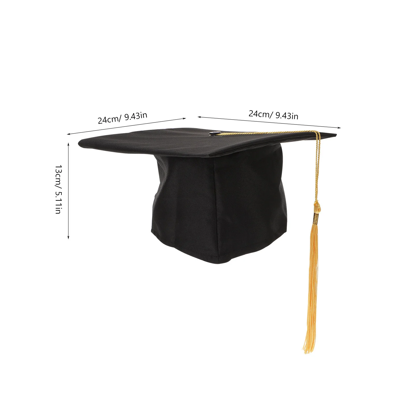 

Adjustable Graduation Hat Black Yellow Tassel Sturdy Polyester College Graduate Cap for Graduation Party Supplies Costume